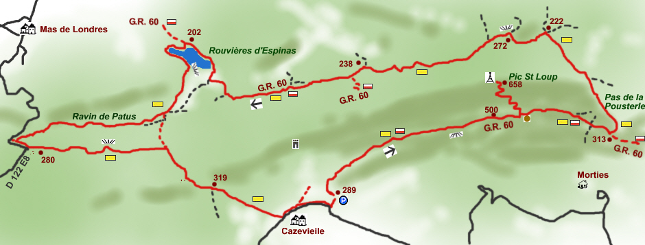 carte circuit randos gorges du gard
