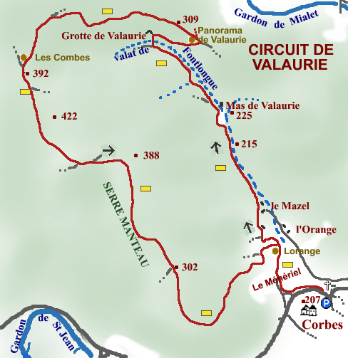 carte circui tde randonnées de Valaurie