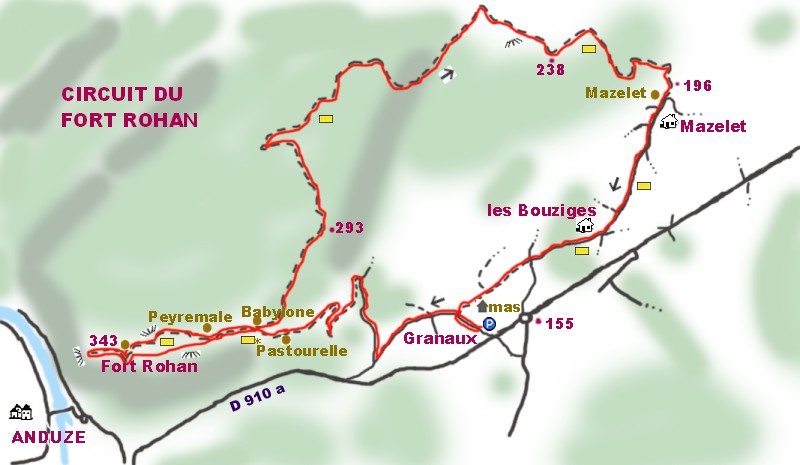 carte circuit randos gorges du gard
