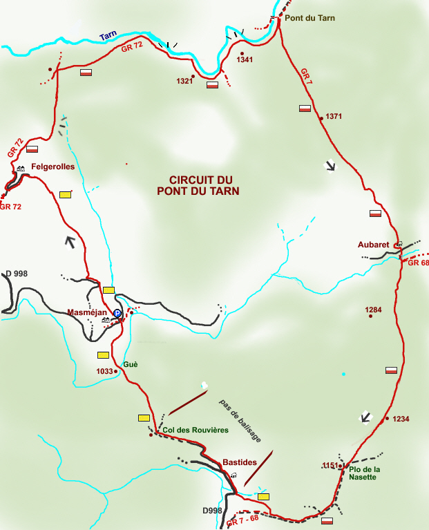 carte circuit randos gorges du gard
